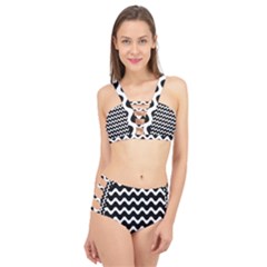 Wave Pattern Wavy Halftone Cage Up Bikini Set by Loisa77