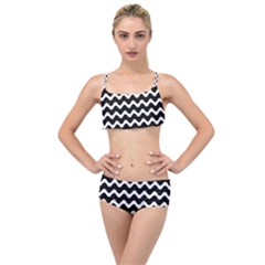 Wave Pattern Wavy Halftone Layered Top Bikini Set