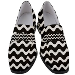 Wave Pattern Wavy Halftone Women s Chunky Heel Loafers by Loisa77