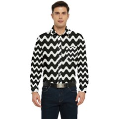 Wave Pattern Wavy Halftone Men s Long Sleeve Pocket Shirt  by Loisa77