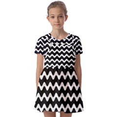 Wave Pattern Wavy Halftone Kids  Short Sleeve Pinafore Style Dress by Loisa77