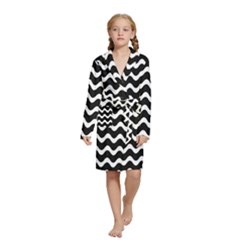 Wave Pattern Wavy Halftone Kids  Long Sleeve Velvet Lounge Robe