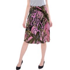 Pink Browning Deer Glitter Camo Camouflage Midi Beach Skirt by Loisa77