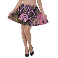 Pink Browning Deer Glitter Camo Camouflage Velvet Skater Skirt