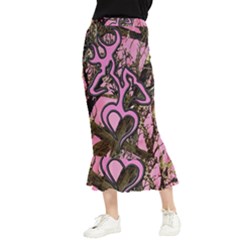 Pink Browning Deer Glitter Camo Camouflage Maxi Fishtail Chiffon Skirt by Loisa77