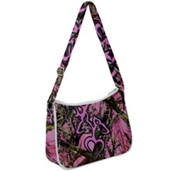 Pink Browning Deer Glitter Camo Camouflage Zip Up Shoulder Bag by Loisa77