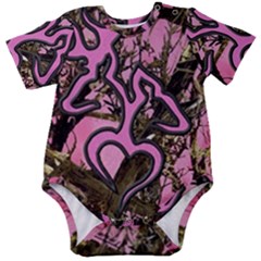 Pink Browning Deer Glitter Camo Camouflage Baby Short Sleeve Bodysuit by Loisa77