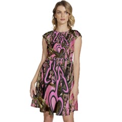 Pink Browning Deer Glitter Camo Camouflage Cap Sleeve High Waist Dress by Loisa77