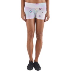 Stars Cute Pastel Pattern Rainbow Yoga Shorts by Loisa77