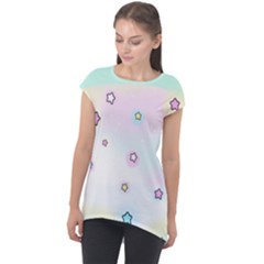 Stars Cute Pastel Pattern Rainbow Cap Sleeve High Low Top by Loisa77