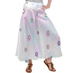 Stars Cute Pastel Pattern Rainbow Women s Satin Palazzo Pants by Loisa77