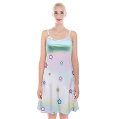 Stars Cute Pastel Pattern Rainbow Spaghetti Strap Velvet Dress