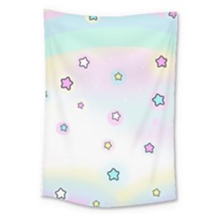 Stars Cute Pastel Pattern Rainbow Large Tapestry