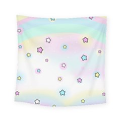 Stars Cute Pastel Pattern Rainbow Square Tapestry (small)