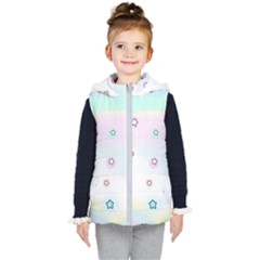 Stars Cute Pastel Pattern Rainbow Kids  Hooded Puffer Vest