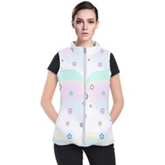 Stars Cute Pastel Pattern Rainbow Women s Puffer Vest