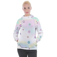 Stars Cute Pastel Pattern Rainbow Women s Hooded Pullover by Loisa77