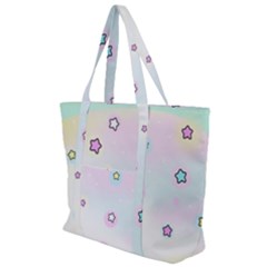 Stars Cute Pastel Pattern Rainbow Zip Up Canvas Bag by Loisa77