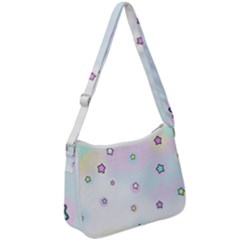 Stars Cute Pastel Pattern Rainbow Zip Up Shoulder Bag by Loisa77