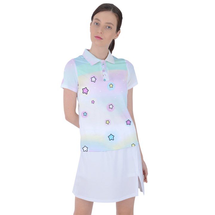 Stars Cute Pastel Pattern Rainbow Women s Polo T-Shirt