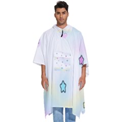 Stars Cute Pastel Pattern Rainbow Men s Hooded Rain Ponchos by Loisa77