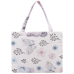 Butterflies Cute Flower Pastel Pattern Mini Tote Bag by Loisa77