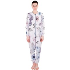 Butterflies Cute Flower Pastel Pattern Onepiece Jumpsuit (ladies)