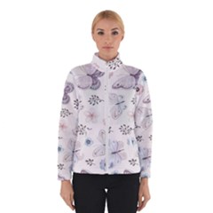 Butterflies Cute Flower Pastel Pattern Women s Bomber Jacket