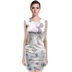 Butterflies Cute Flower Pastel Pattern Sleeveless Velvet Midi Dress