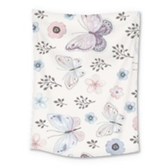 Butterflies Cute Flower Pastel Pattern Medium Tapestry