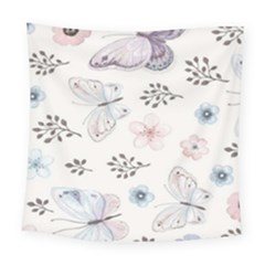 Butterflies Cute Flower Pastel Pattern Square Tapestry (large)