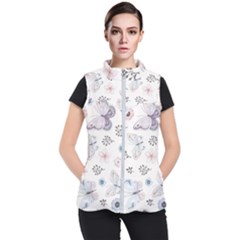 Butterflies Cute Flower Pastel Pattern Women s Puffer Vest