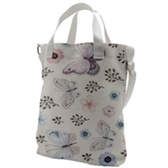 Butterflies Cute Flower Pastel Pattern Canvas Messenger Bag by Loisa77