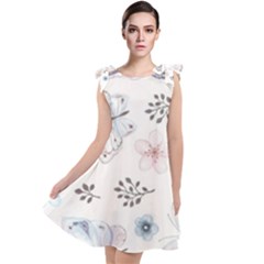 Butterflies Cute Flower Pastel Pattern Tie Up Tunic Dress by Loisa77