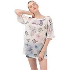 Butterflies Cute Flower Pastel Pattern Oversized Chiffon Top by Loisa77