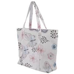 Butterflies Cute Flower Pastel Pattern Zip Up Canvas Bag by Loisa77