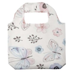 Butterflies Cute Flower Pastel Pattern Premium Foldable Grocery Recycle Bag by Loisa77