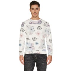 Butterflies Cute Flower Pastel Pattern Men s Fleece Sweatshirt by Loisa77