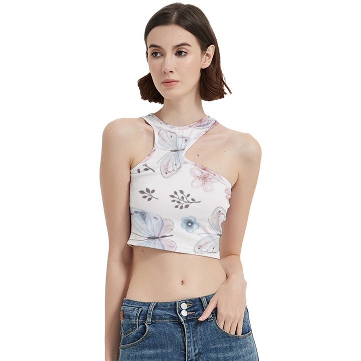 Butterflies Cute Flower Pastel Pattern Cut Out Top