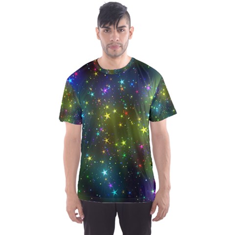 Stars Coloured Lights Background Men s Sport Mesh T-shirt by Loisa77