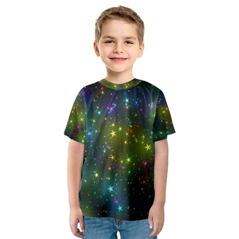 Stars Coloured Lights Background Kids  Sport Mesh T-shirt by Loisa77