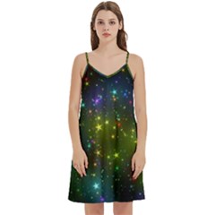 Stars Coloured Lights Background Mini Camis Dress With Pockets by Loisa77