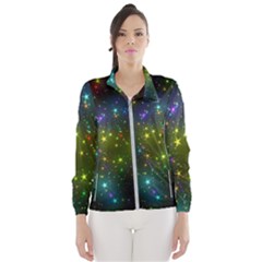 Stars Coloured Lights Background Women s Windbreaker by Loisa77