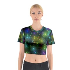 Stars Coloured Lights Background Cotton Crop Top by Loisa77