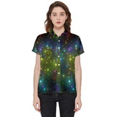 Stars Coloured Lights Background Short Sleeve Pocket Shirt by Loisa77