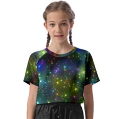 Stars Coloured Lights Background Kids  Basic T-shirt by Loisa77