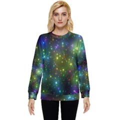 Stars Coloured Lights Background Hidden Pocket Sweatshirt