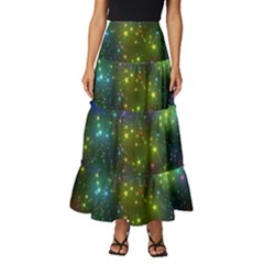 Stars Coloured Lights Background Tiered Ruffle Maxi Skirt by Loisa77