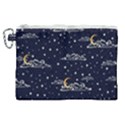 Hand Drawn Scratch Style Night-sky-with-moon-cloud Space Among-stars-seamless Pattern Vector Design Canvas Cosmetic Bag (XL) View1