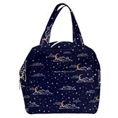 Hand Drawn Scratch Style Night-sky-with-moon-cloud Space Among-stars-seamless Pattern Vector Design Boxy Hand Bag by Ket1n9